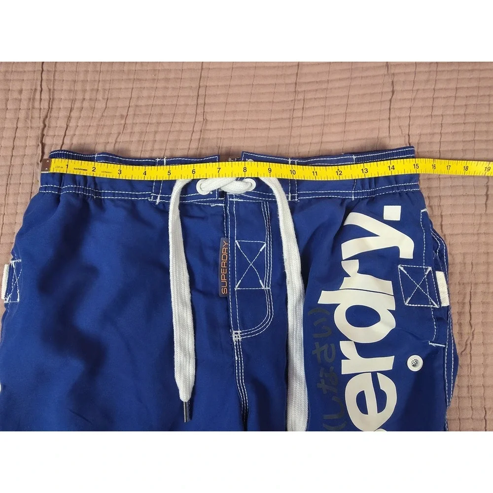 Superdry Mens Graphic Regular Swimming Shorts Med Navy Blue Polyester Spellout